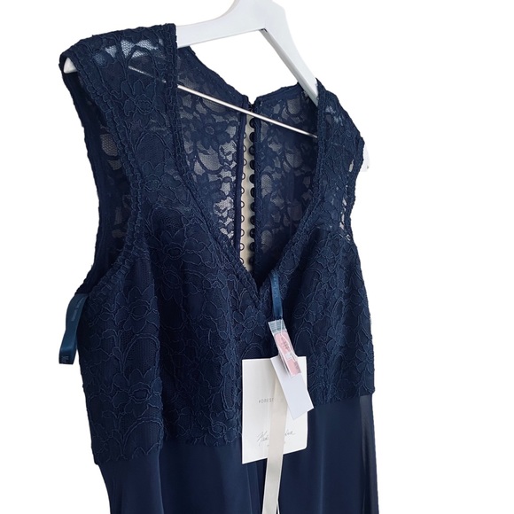 PLUS Morilee Madeline Gardner Navy Lace & Chiffon Flowy Formal Maxi Dress 18 - Picture 6 of 10